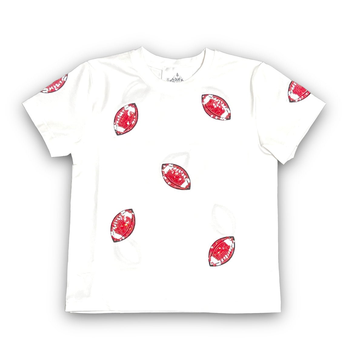 Red Matte Football Sequin Shirt - Lolomo!