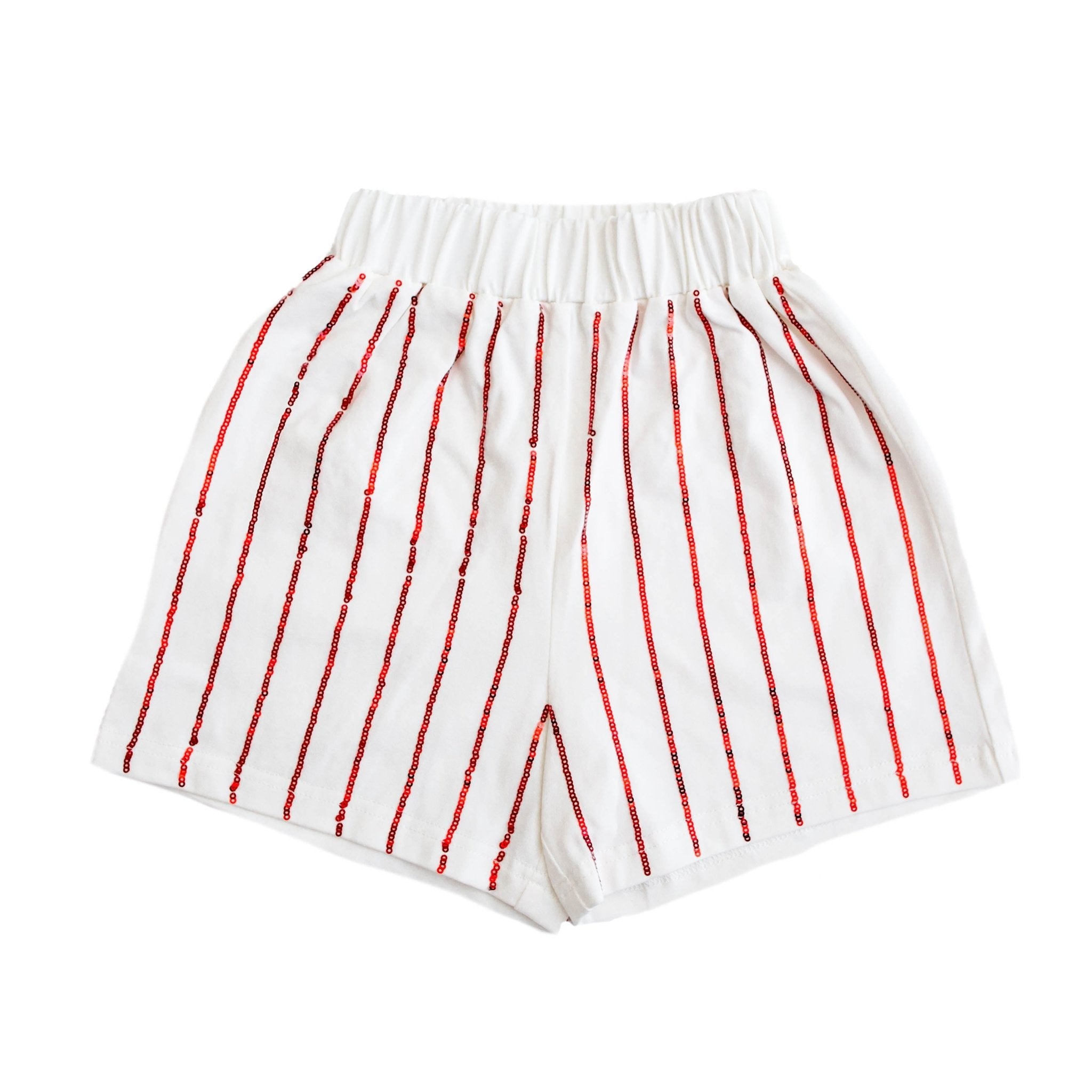 Red Sequin Striped Kid Shorts - Lolomo!