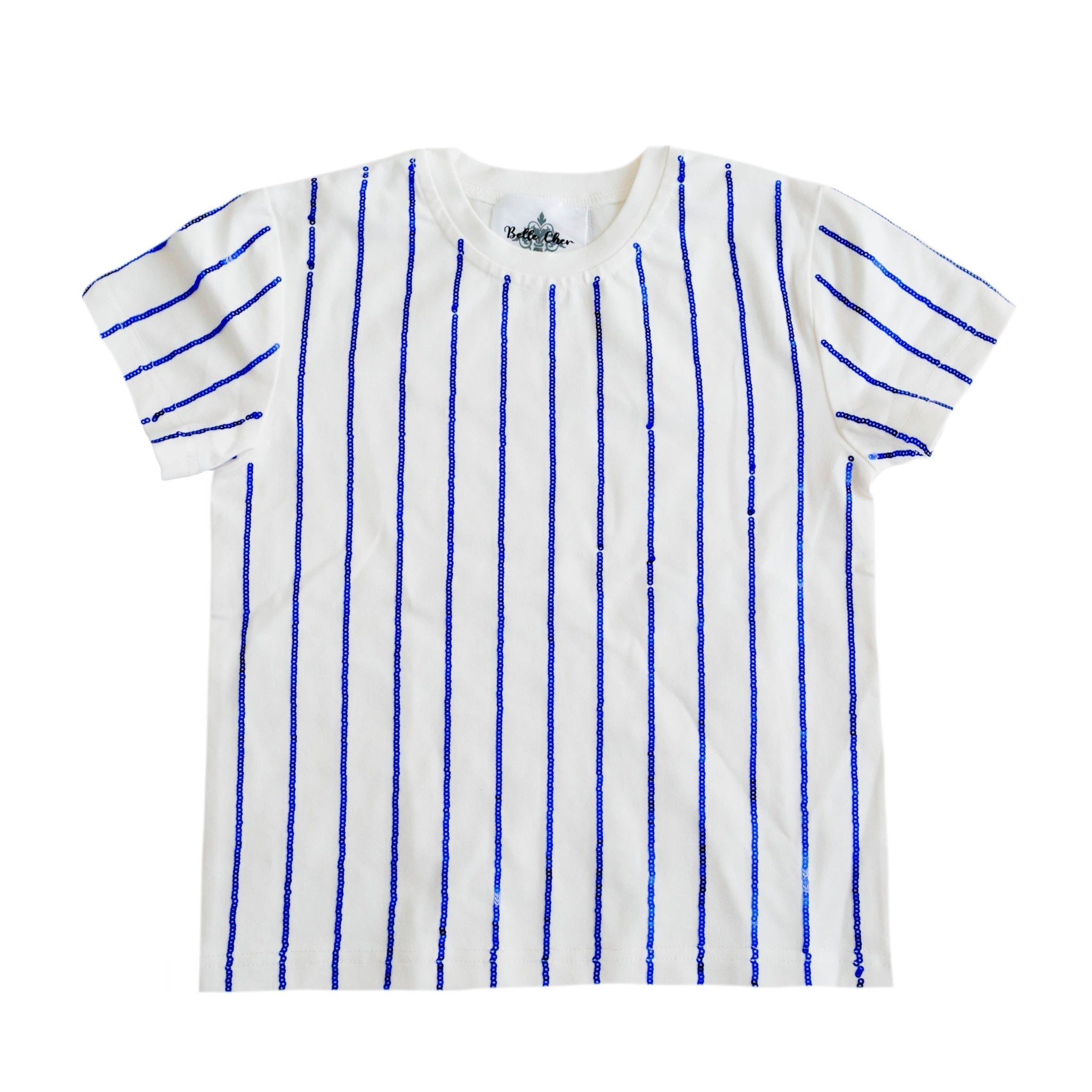Royal Blue Sequin Striped Shirt - Lolomo!