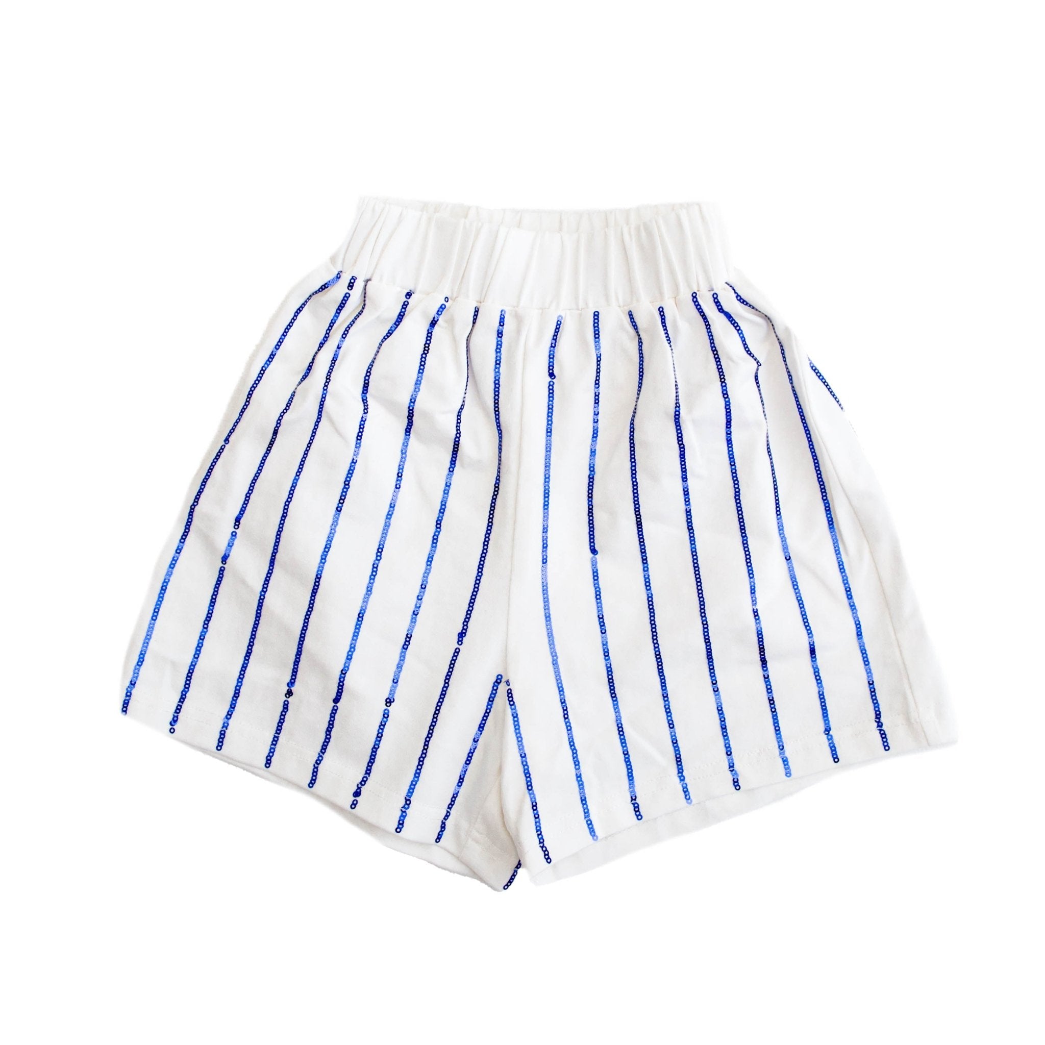Royal Blue Sequin Striped Shorts - Lolomo!