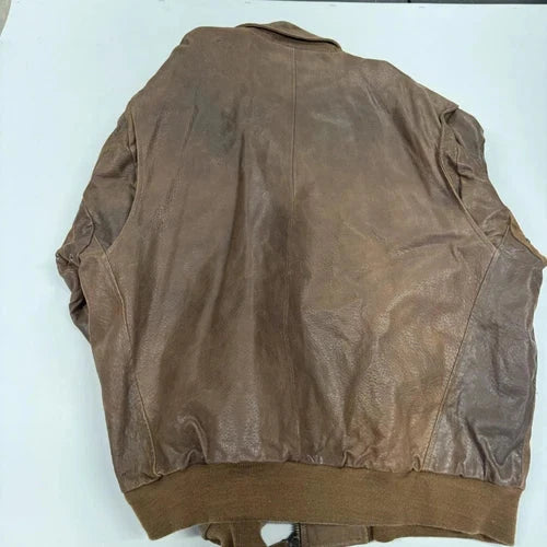 Vintage Deerskin Leather Jacket Men's 3XL Brown Long Sleeve Outdoor Full Zip