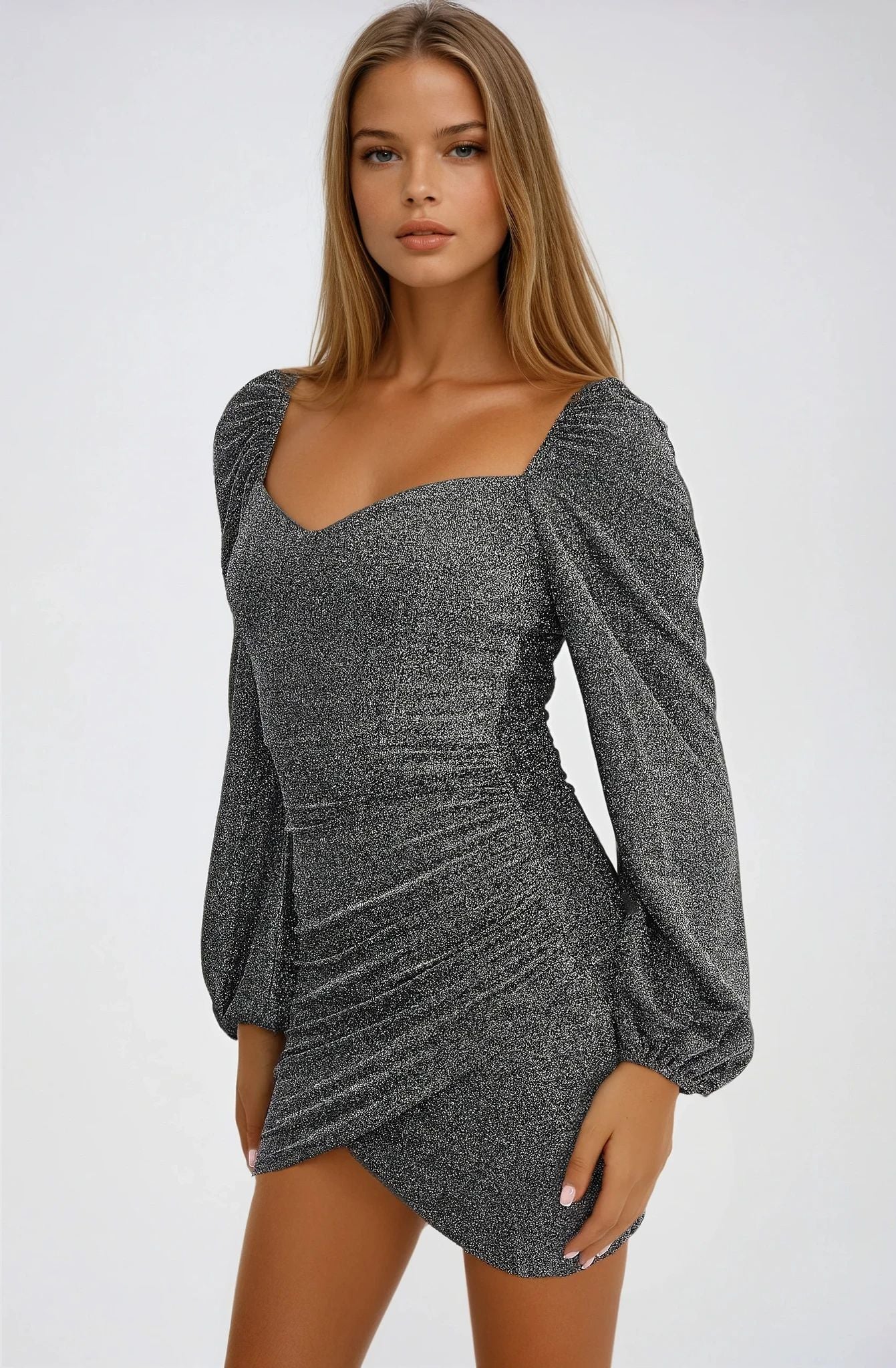 Silver Sweetheart Neckline Mini Dress - Lolomo!