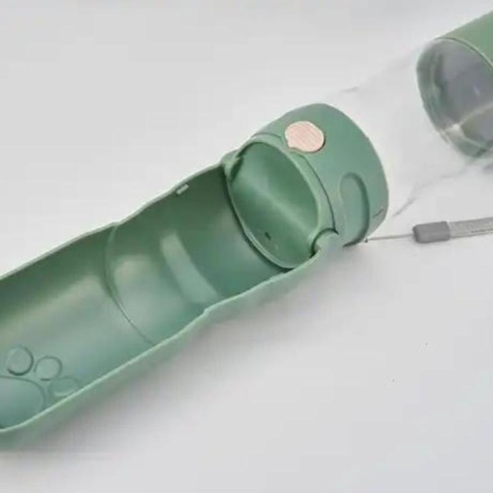 Botella de agua de viaje para perros con porta golosinas: a prueba de fugas y sin BPA, 350 ml