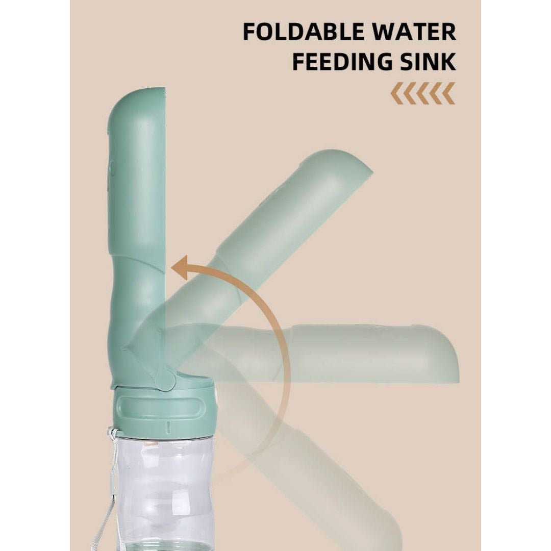 Botella de agua de viaje para perros con porta golosinas: a prueba de fugas y sin BPA, 350 ml