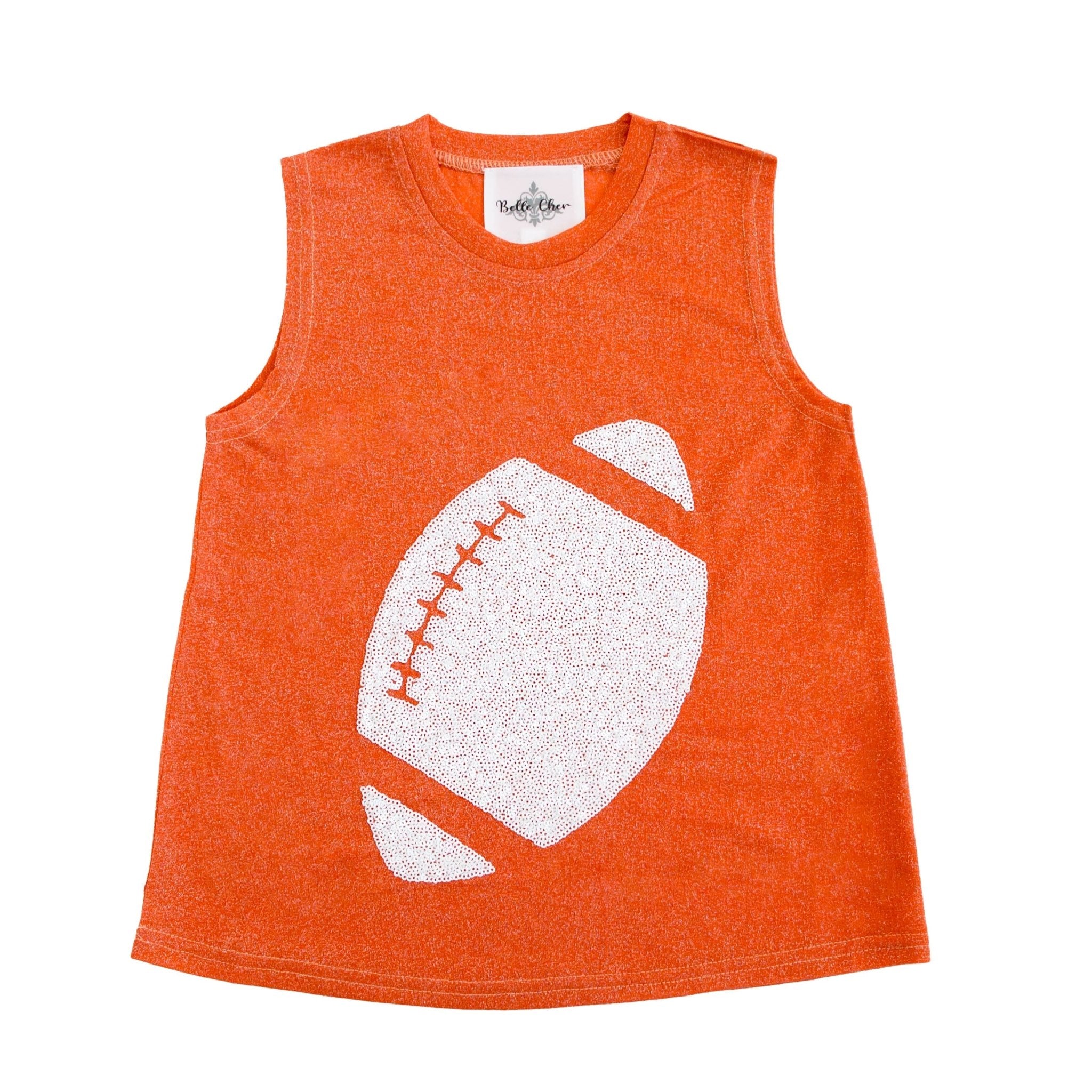 White Football Orange Glitter Kid Tank - Lolomo!