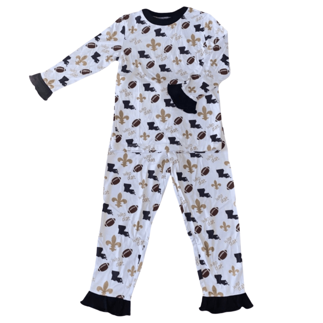 Who Dat Ruffle Bamboo Pajamas - Lolomo!