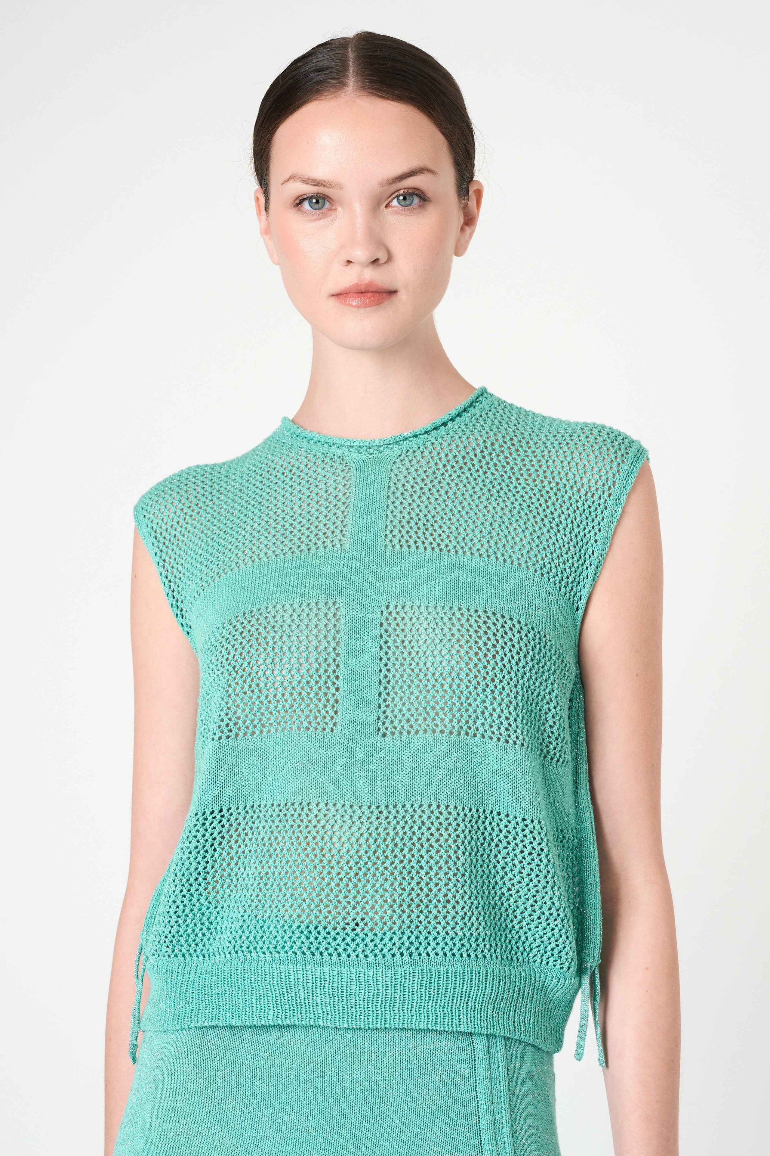 Luxe Sleeveless Top in Aqua
