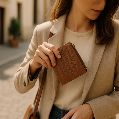 WOVEN LEATHER SMALL WALLET