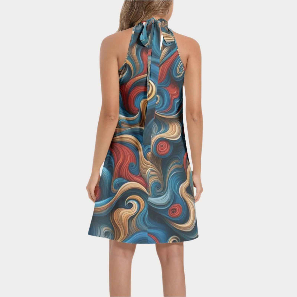Brooklyn Republic™ Mercy Tie Back Halter Neck Flared Dress