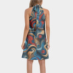 Brooklyn Republic™ Mercy Tie Back Halter Neck Flared Dress