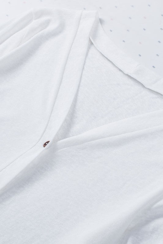 Solid Open-Front Buttoned Cardigan