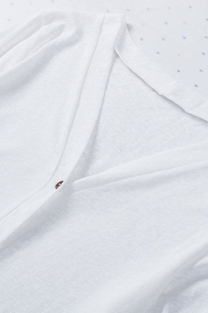 Solid Open-Front Buttoned Cardigan