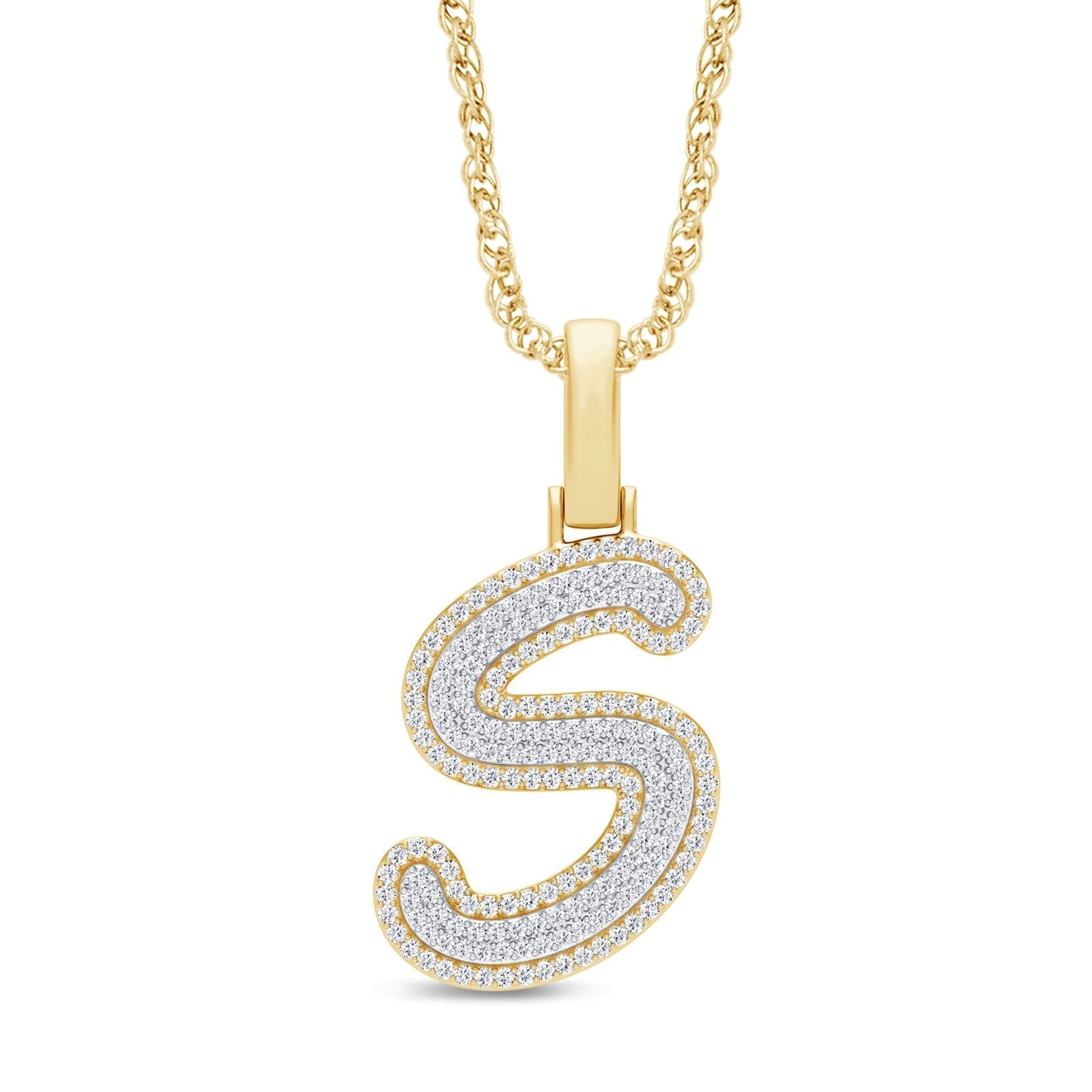 10K 0.32CT DIAMOND ALPHABET TREE FONT "INITIAL S" PENDANT - Lolomo!