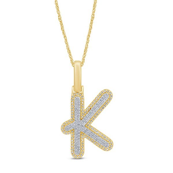 10K 0.34CT DIAMOND ALPHABET TREE FONT "INITIAL K" PENDANT - Lolomo!