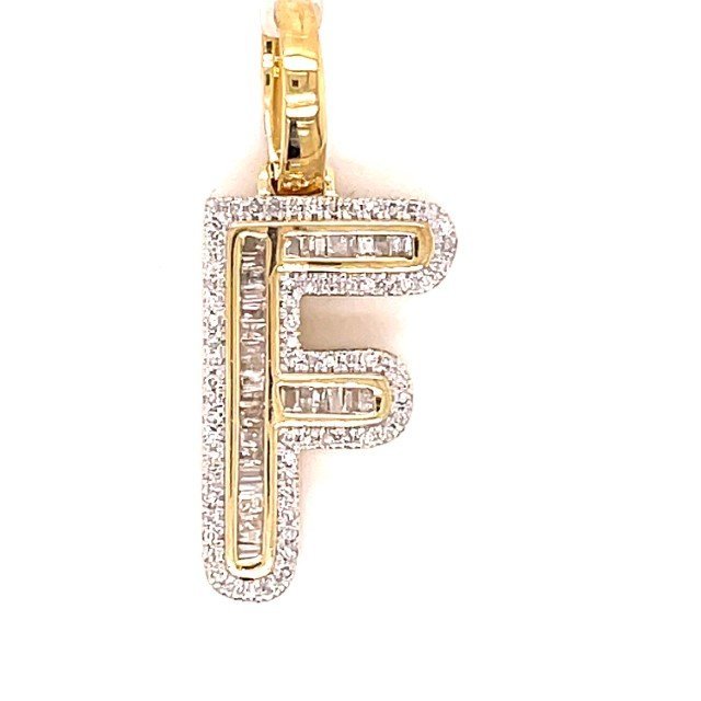 10K 0.40CT DIAMOND ALPHABET "INITIAL F" PENDANT - Lolomo!