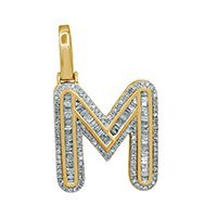 10K 0.70CT DIAMOND ALPHABET "INITIAL M" PENDANT - Lolomo!