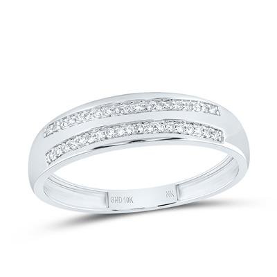 10K WG 1/2CTW - NATURAL DIAMOND SQUARE TRIO SET - HIS & HER WEDDING RING SET - Lolomo!