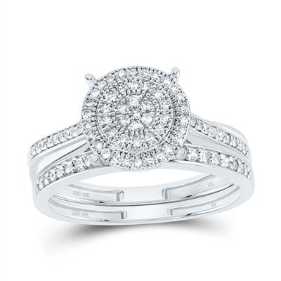 10K WHITE GOLD 1/3CTW - NATURAL DIAMOND ROUND BRIDAL RING - Lolomo!