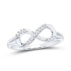 10k White Gold Round Diamond Infinity Fashion Ring 1/12 Cttw - Lolomo!