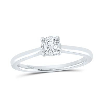 10k White Gold Round Diamond Solitaire Ring 1/6 Cttw - Lolomo!