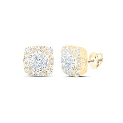10k Yellow Gold Round Diamond Square Cluster Dream Collection Earrings 5/8 Cttw - Lolomo!