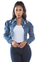 WOMEN FASHION DENIM CROP JACKET