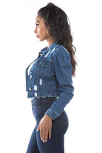 WOMEN FASHION DENIM CROP JACKET