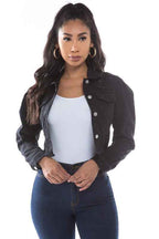 WOMEN FASHION DENIM CROP JACKET