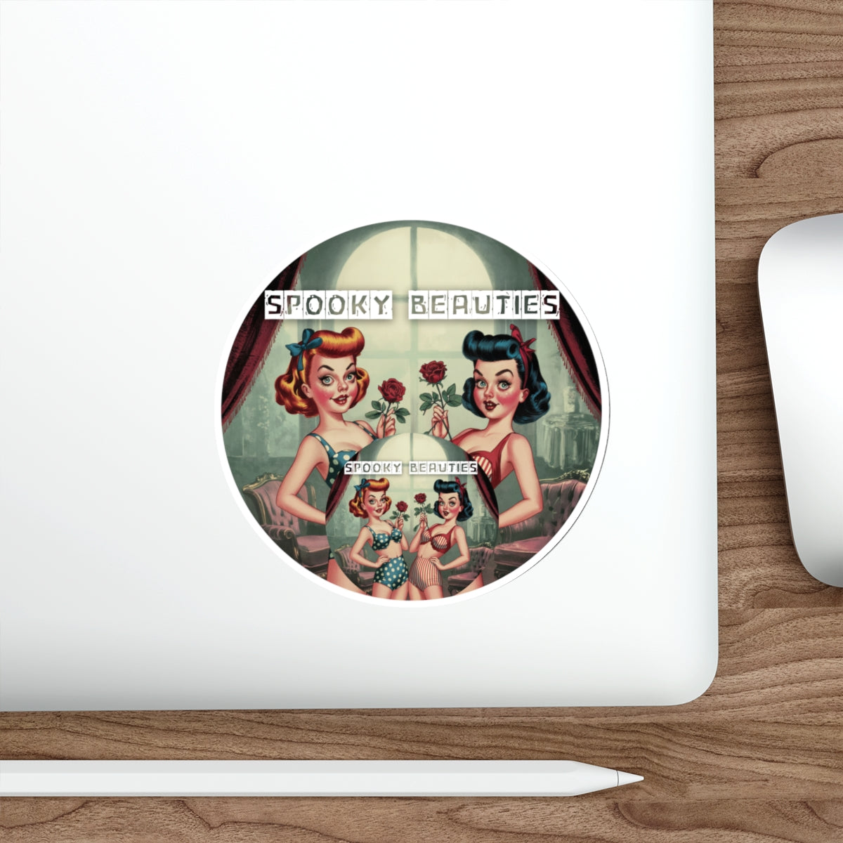 Spooky Beauties Rosy Doll Faces | Retro Die-Cut Stickers