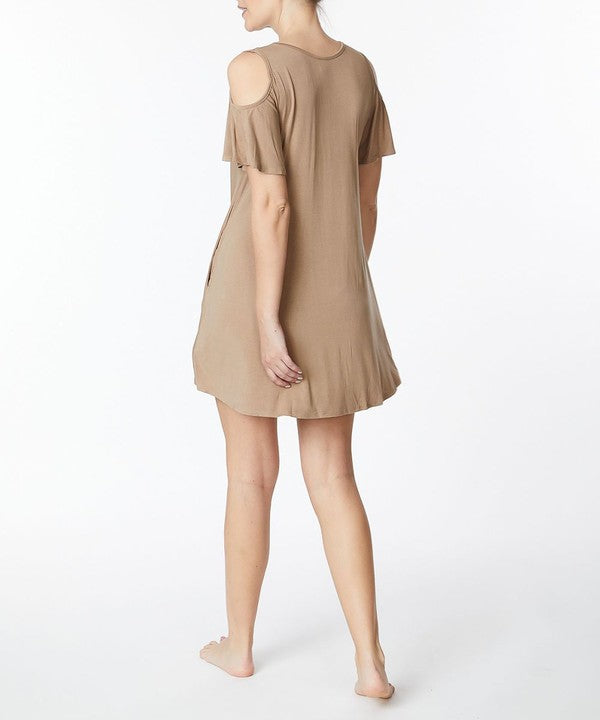 Fabina Bamboo Cold Shoulder Flare Dress