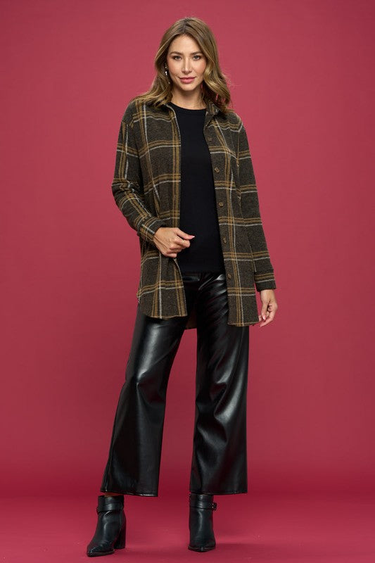 PLUS Plaid Print Flannel Top with Hi-Lo Hem