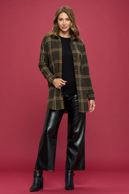 PLUS Plaid Print Flannel Top with Hi-Lo Hem