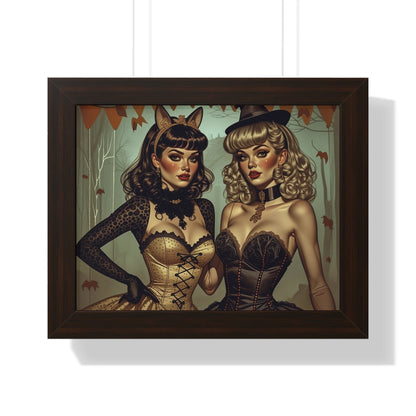 Spooky Beauties Vintage Halloween Glam Framed Print