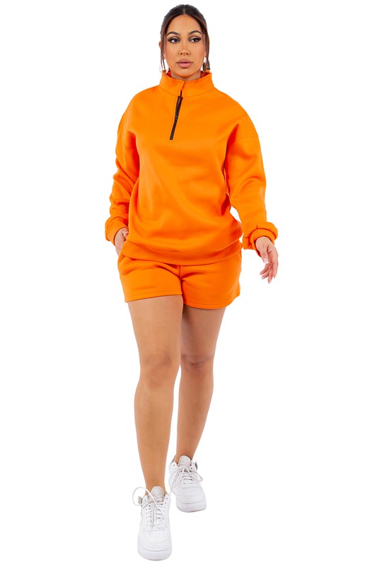 CONJUNTO DE SUDADERA Y PANTALÓN CORTO DE MODA PARA MUJER