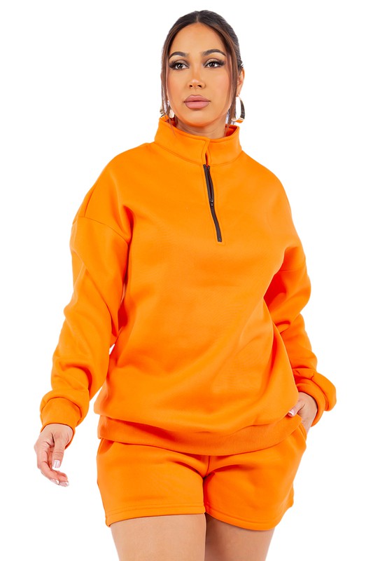 CONJUNTO DE SUDADERA Y PANTALÓN CORTO DE MODA PARA MUJER
