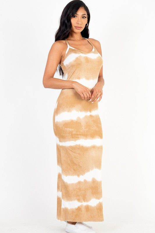 Stripe Tie Dye Printed Maxi Loose Fit Dress