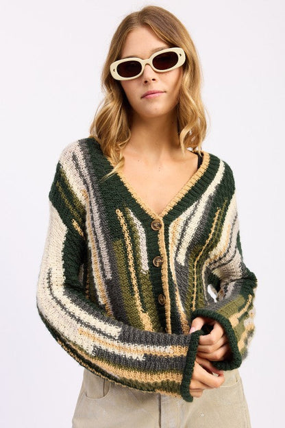 Emory Park Color Mixed Cardigan Top