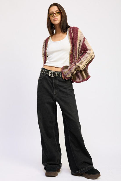 Emory Park Color Mixed Cardigan Top