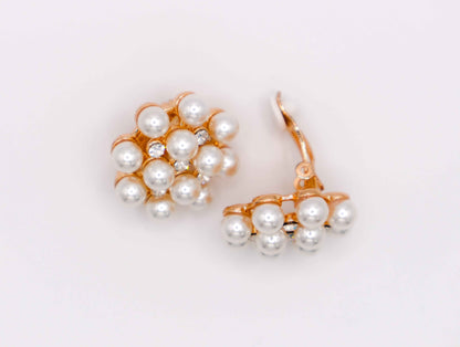 Pearly Floral Elegance Clip-On Earrings