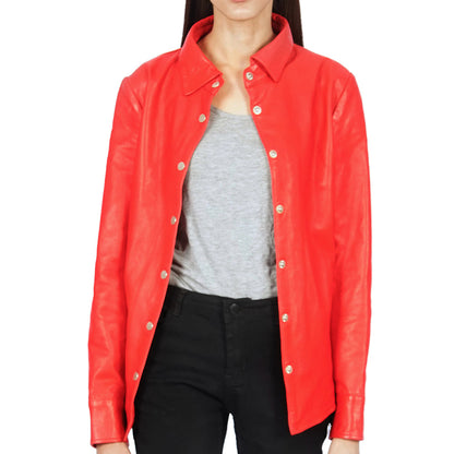 Beth Button-Up Leather Shirt