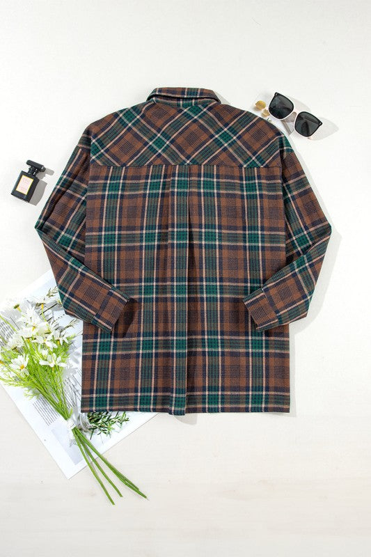 Plaid Button-Up Chest Pocket Shacket