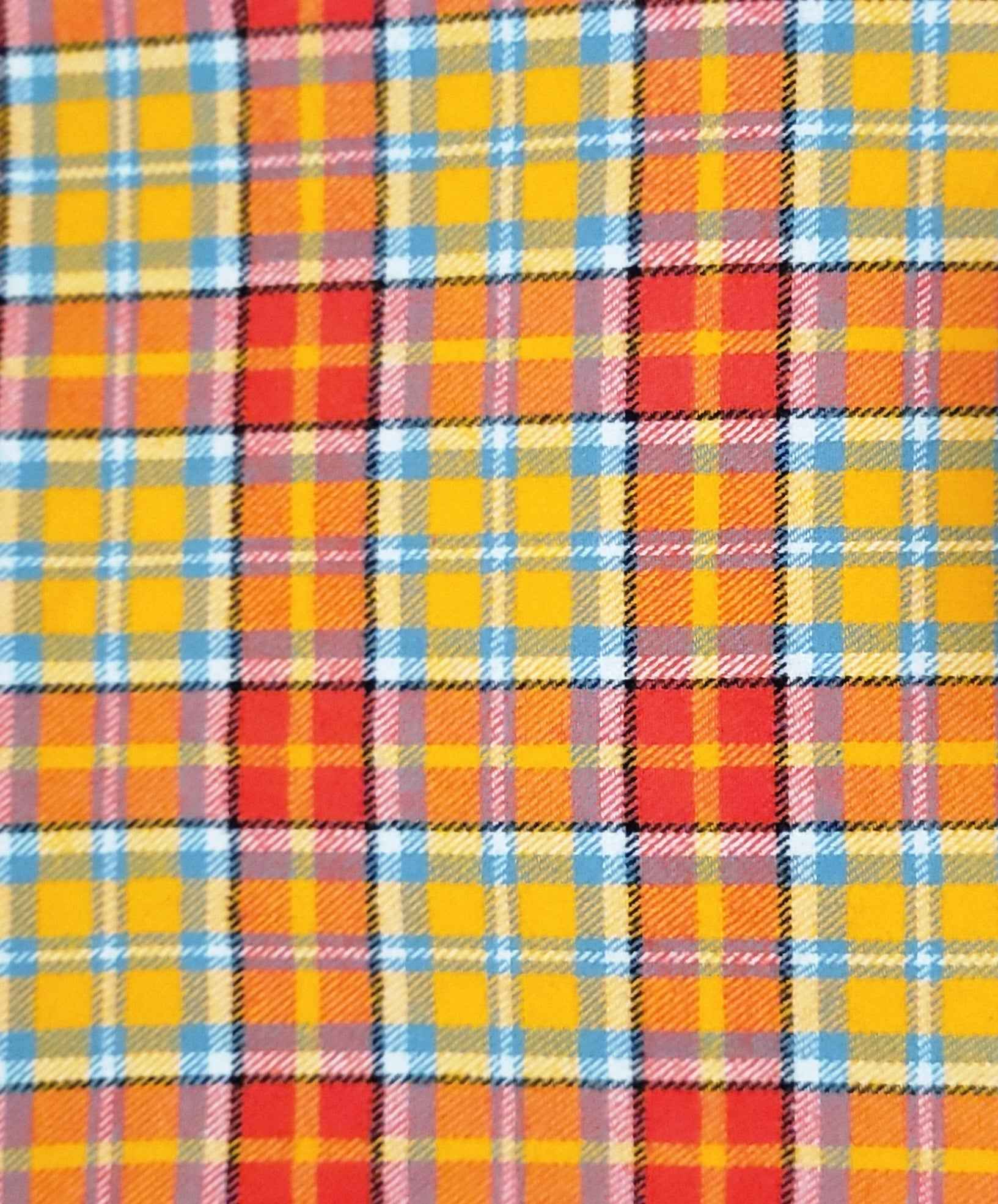 Bright Yellow Teal and Red Plaid Flannel