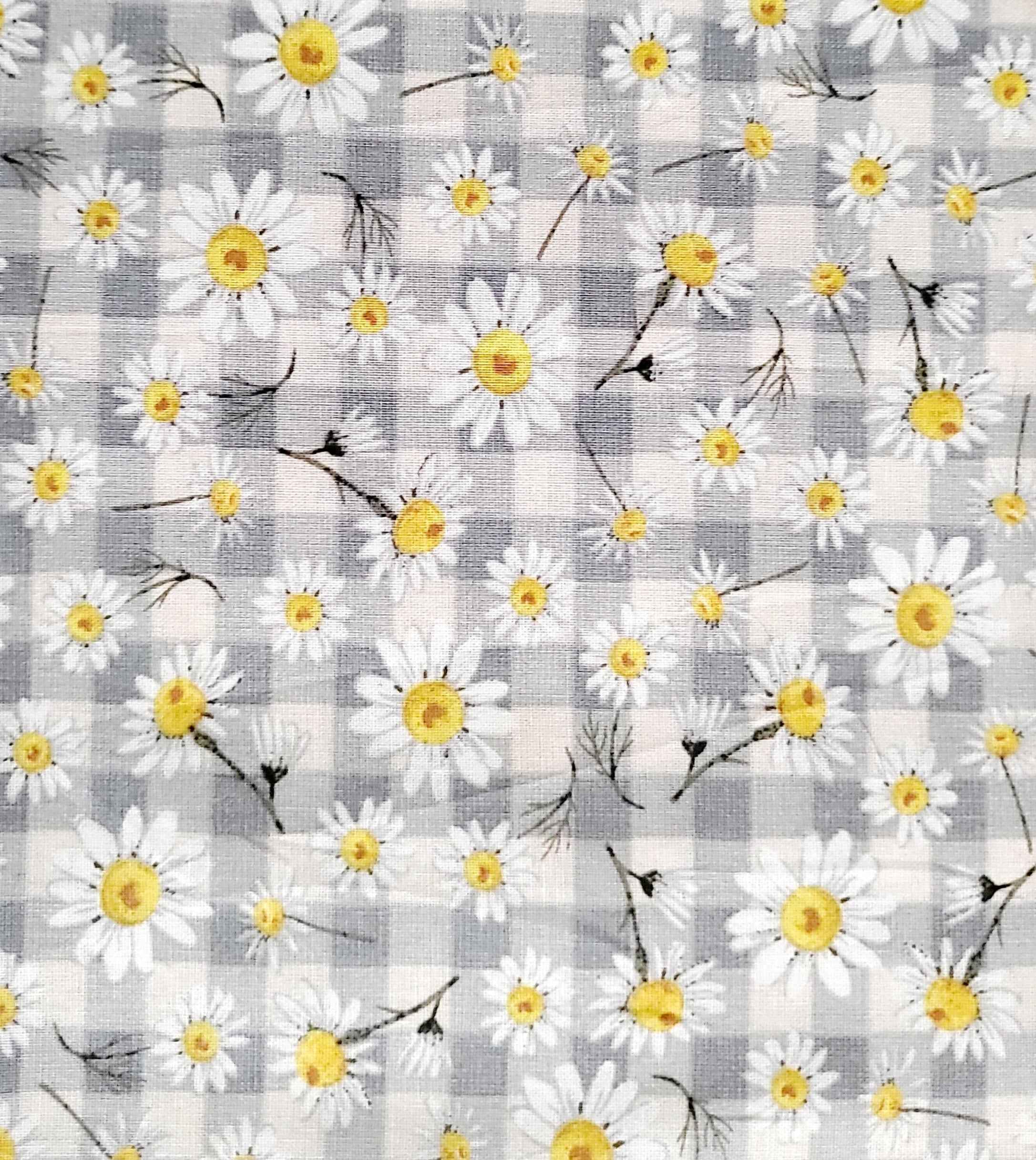 Gray Check with Daisies Bandana