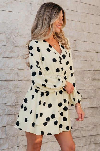Kataleya Polka Dot Puff Sleeve Mini Dress