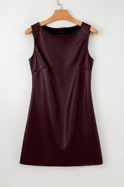 Vegan Leather Sleeveless Mini Dress