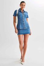 ENSEMBLE SHORT DEUX PIÈCES EN JEAN MODE FEMME