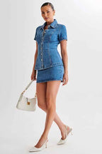 ENSEMBLE SHORT DEUX PIÈCES EN JEAN MODE FEMME