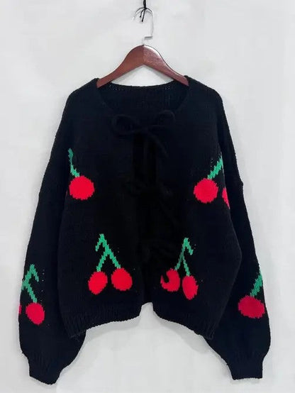 Miss Sparkling |Front Tie Cherry Cardigan