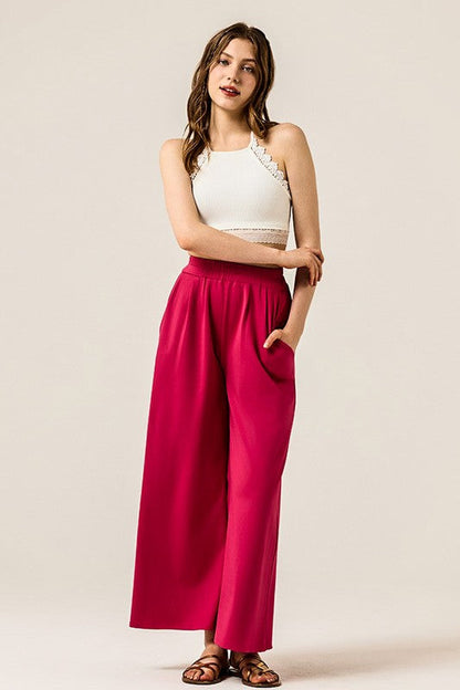 Plus Stretch Yoga Knit Wide Leg Palazzo Pants