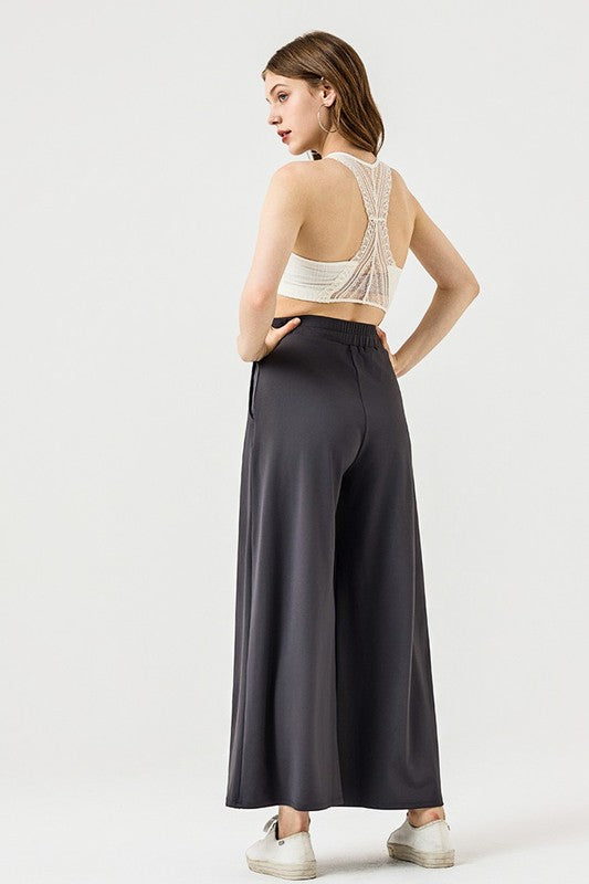Plus Stretch Yoga Knit Wide Leg Palazzo Pants